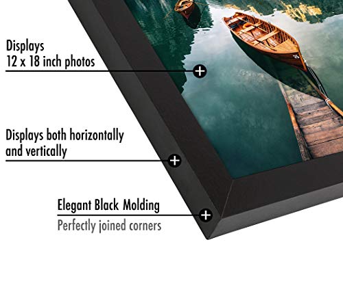 Image of Americanflat 12x18 Poster Frame with Shatter-Resistant Glass - Set of 2 - Signature Collection - Gallery-Style Frames Made of Engineered Wood - Picture Frames for Wall Display - Black