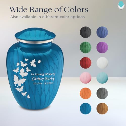 Image of Geturns Embrace Adult Custom Butterfly Cremation Urns for Human Ashes I Pearl Racing Blue Large Funeral Urn for Female and Male I 200 lbs (Pearl Racing Blue)