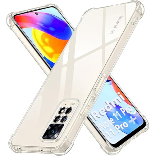 Image of Lustree Redmi Note 11 Pro / 11 Pro Plus + Back Cover Transparent Case | Clear TPU Shockproof Case with Four Corner Protection & Raised Camera Guard | Slim Protective Cover for Note 11 Pro /Plus