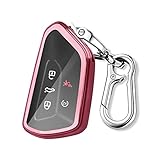 QBUC for Volkswagen Key Fob Cover with Keychain,Car Key Case Fit for VW ID.4 ID.6 MK8 Golf GTI Atlas Cross Sport 2025 Tiguan (Pink)