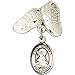 Sterling Silver Baby Badge with St. Bridget of Sweden Charm and Baby Boots Pin 1 X 5/8 inches