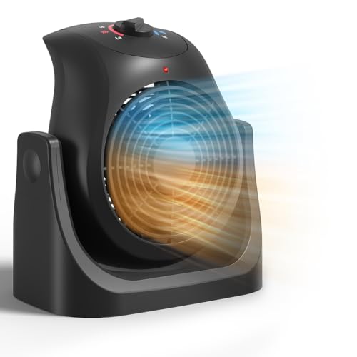 2 in 1 Heater Fan Combo, Portable Space Heater Cooling Desk Fan, Air Circulator Fan 45° Tilt, 2...