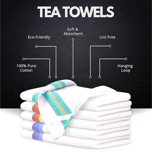 Harringdons Premium Tea Towels for Kitchen – 12-Pack 100% Natural Cotton Dish Towels, Quick Drying, Ultra Absorbent, Bleach Safe, 50x70 cm (Assorted Colours) - Cosy Home Interiors Harringdons Premium Tea Towels for Kitchen – 12-Pack 100% Natural Cotton Dish Towels, Quick Drying, Ultra Absorbent, Bleach Safe, 50x70 cm (Assorted Colours) - Image 7