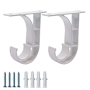 2 Pezzi Staffa per Bastone per Tende, Staffe per Aste per Tende, Supporto Bastone per Tende, Staffe per Tende, per Appendere Aste per Tende, Aste per Guardaroba, Aste per Doccia (Bianca)