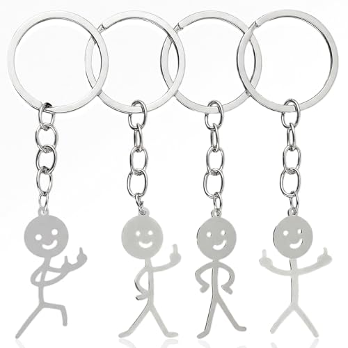 Nogeqi 4 Pcs Funny Keychain Gifts Matching Keychains for Couples Bf Gf Best Friend, Personalized Middle Finger Gifts for Women Men Joke Friends Birthday Couple Him Her Anniversary