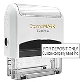 StampMark for Deposit Only Customized Office Self Inking Stamp - 2-Lines - Large - Choose from 15 Ink Colors