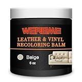 WERBME Leather Recoloring Balm & Color Restorer - Multipurpose Dye & Paint for Faded Leather Couches, Car Seats, Shoes | Fix Scratches on Clothing, Furniture & Accessories(Beige)