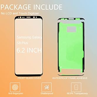 Original Samsung Galaxy S8 Plus Front Glass Repair Kit Screen Replacement Outer Glass Screen incl Waterpoof Frame Adhesive,Repair Glue and Lamp Tool Kit(No Digitizer,No LCD) 6.2 inch