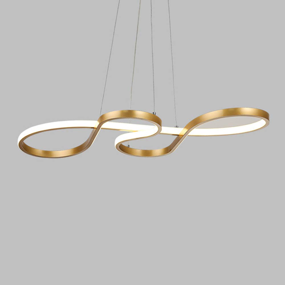 40W Modern LED Hanging Lamp Dimmable with Remote Control Design Golden Circular Chandelier Light Living Room Pendant Light Dining Table Kitchen Island Decoration Lighting Height Adjustable 73*33CM