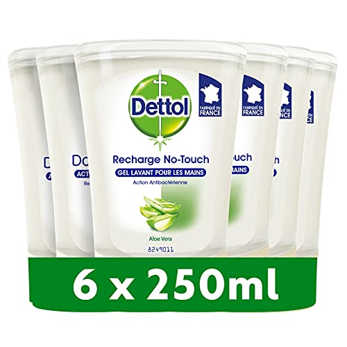 Dettol No-Touch Hands Free Refill Package (6 x 250ml Pack) Liquid Soap Aloe Vera