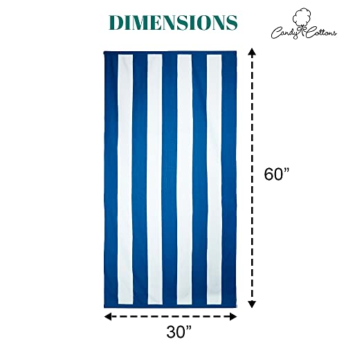 Candy Cottons Beach Towel (60 X 30 Inches) 100% Cotton Stripe Beach Towels, Large Pool Towels, Soft & Quick Dry, Beach Towel For Adult, Highly Absorbent, Royal Blue Pool Towels, Pack Of 4 #TOP3