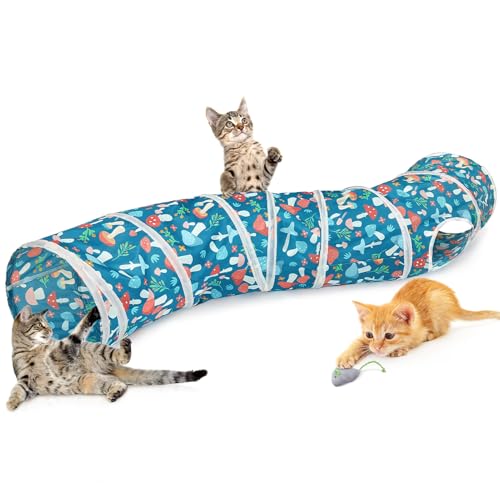 Image of Glittme Cat Tunnel, Cat Tunnels for Indoor Cats, S-Shape Peekaboo Cat Cave with Cat Toys, Foldable Cat Tubes and Tunnels for Cats, Rabbit, Puppy, Guinea Pig