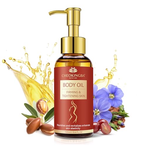 Image of CHEOKINGBA Body Firming Oil: Fast Absorbing Firming & Hydrating Skin Care with Jojoba, Grapeseed & Geranium Oils, Vitamin E | 3.4 Fl Oz Moisturizing Treatment Oil for Tightening After Shower