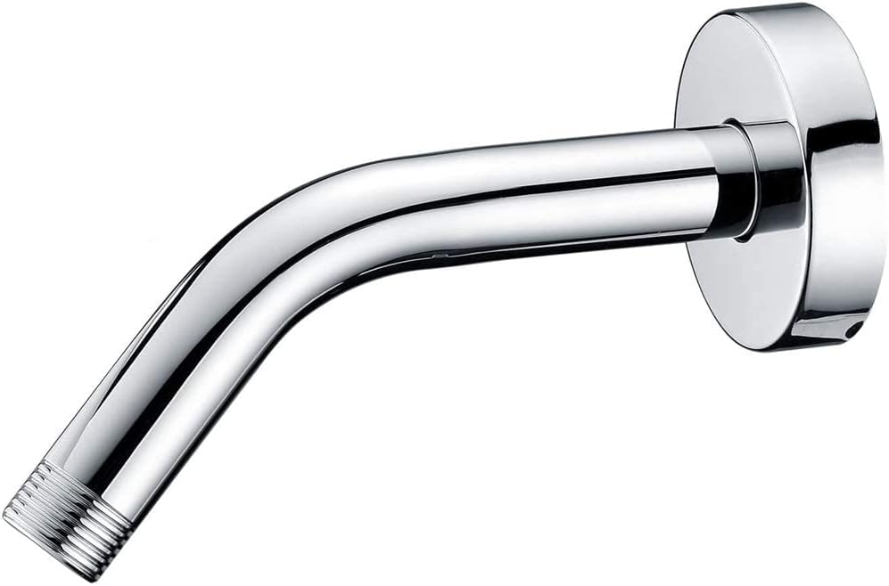 DELFINO Universal Shower Arm 6 Inches Made of Stainless Steel in Chrome Finish, Wall-Mounted For Fixed Shower Head and Handheld Showerhead Mounts