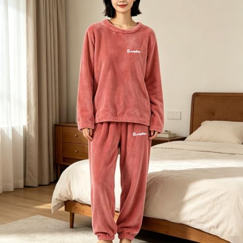 Fleece Lounge Sets for Women Fleece Pjs Sets Cozy Warm Loungewear Red 2XL - image 2