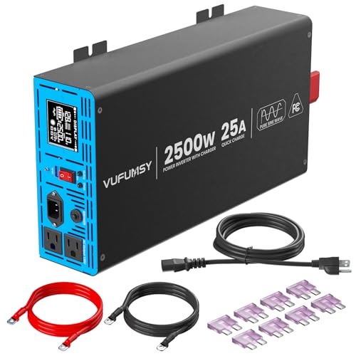 2500W Sump Pump Battery Backup System, Pure Sine Wave, LCD