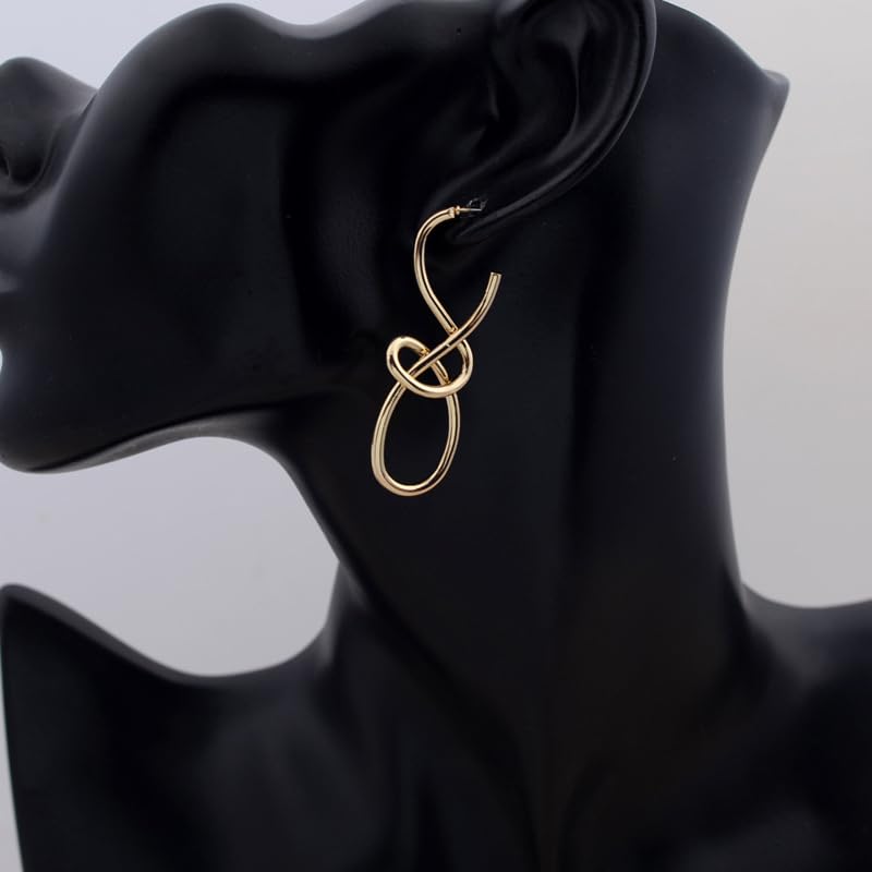 Knot Earrings For Women, 14k Gold Plated Earring Like Music Notation Metallic Design Statement Western Jewelry Gift3