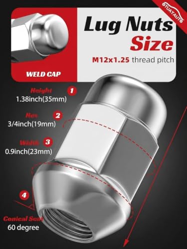 Image of OTUAYAUTO M12x1.25 Lug Nuts, Replacement for Nissan Rogue Altima Maxima