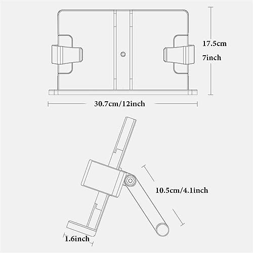 Book Stand Holder White Large Portable Adjustable Reading Textbook Recipe Stand with Paper Clips for Home Office Laptop Cookbook Desktop Documents Tablets (White) (White)