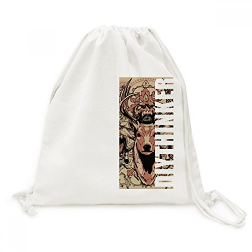 Toile drawstring backpack fleurs cerf : sac de voyage léger avec fermeture cordon