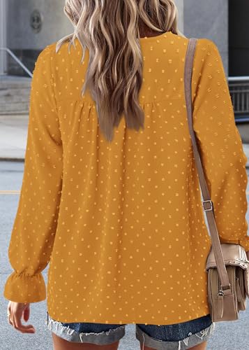 BETTE BOUTIK Womens Boho Fall Long Sleeve Shirts Crewneck Dressy Casual Blouses Trendy Flowy Tops