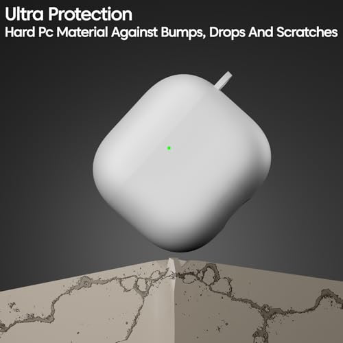 Image of Sounce Airpods 4th Generation Case Cover 2024, Soft Silicone Skin Cover Shock-Absorbing Full Protective Case with Keychain for New Apple Airpods 4 Case [Front LED Visible] (White)