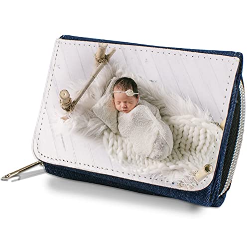 Ocadeau Dunkelblaues Portemonnaie aus Jeansstoff mit eigenem Foto...
