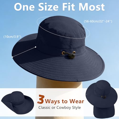 Image of ZOORON Sun Hats for Men Women Fishing Hat with Neck Flap,UPF 50+ Sun Hat Waterproof Wide Brim Bucket Hats for Safari Hiking