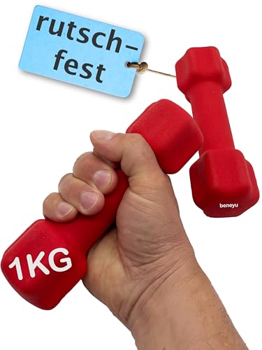 beneyu® Neopren Hantelset 2x 1kg - Hanteln Set - Kurzhanteln - Kurzhantel Set - Gymnastikhanteln - Hantel Set - Dumbbell beneyu® Neopren Hantelset 2x 1kg - Hanteln Set - Kurzhanteln - Kurzhantel Set - Gymnastikhanteln - Hantel Set - Dumbbell