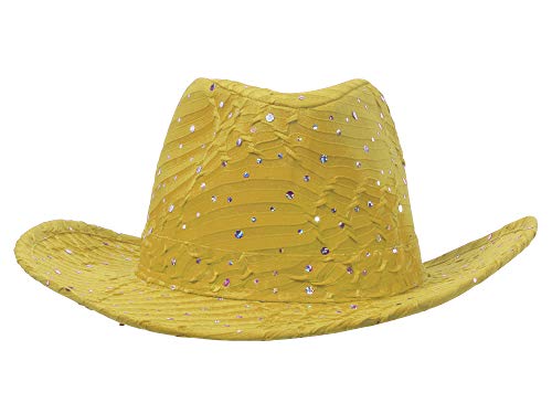 Greatlookz Fashion Glitter Sequin Trim Cowboy Hat for Ladies