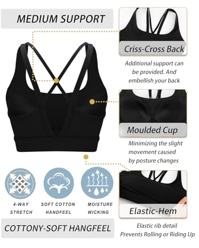 Image of RUNNING GIRL High Impact Sports Bras for Women, High Support Running Sports Bra Moulded Cup Strappy Sports Bras