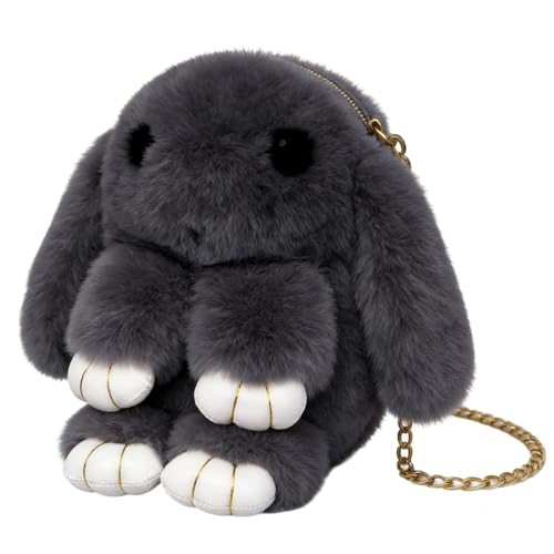 Femme Fille Sac à Bandoulière avec Motif de Lapin Porte Monnaie en Peluche Mignon Sacoche Bandoulière grande capacité Sac à Main/Epaule/Dos pour Filles Sac Chaîne...