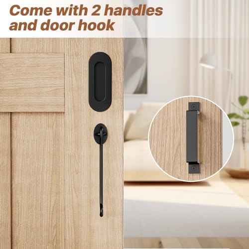 Signstek 6.6Ft Sliding Barn Door Hardware Kit Heavy Duty With Door Hook thumb #4