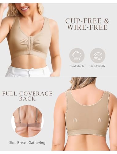 Compression Minimizer Bras for Women Front Closure Post Surgery Mastectomy Bra with Adjustable Straps Non Padding4