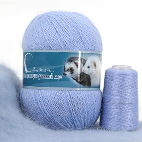 Mink Cashmere Yarn 50+20g/Set, Soft Long Plush Mink Wool Yarn Luxury Knitting and Crochet Yarn for Hand Knitting Crochet Cardigan Scarf DIY Project