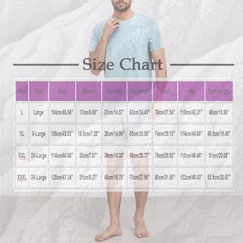 Men's Comfortable Short Sleeve Pajama Sets, Crew Neck Top and Shorts Sleepwear Summer Pajamas Lightweight Pjs Set2
