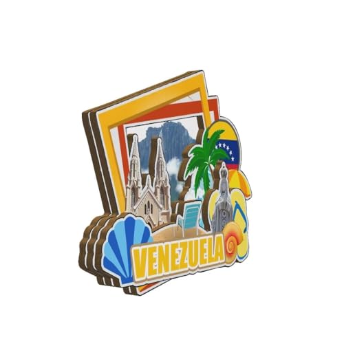 Imán de madera decorativo con relieve 3D Venezuela miniatura 2