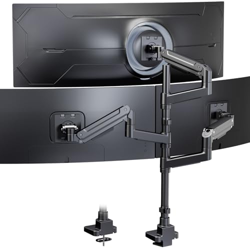 PUTORSEN Monitor Halterung 3 Monitore für 17-49 Zoll Bildschirm, Monitorhalterung 3 Monitore Höhenverstellbar mit 20 kg Pro Arm, 80cm Stange Bildschirmhalterung Flat/Curved Screen, VESA 75/100 mm