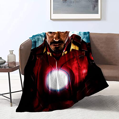 Manta de Cama Superhéroe Esponjoso Iron Man Manta Impresa en 3D Manta Suave y cálida Manta difusa Mantas de otoño Invierno Manta difusa para sofá Cama Manta de Franela 120x150cm Cover