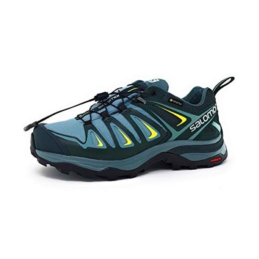 Salomon Women's X Ultra 3 GTX Hiking Shoes, ARTIC/Darkest Spruce/Sunny Lime, 8.5