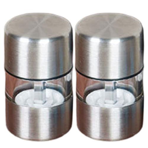 CAKEEYUM 2pcs Pfefferschleifer Edelstahl Handbuch Mini Salzmühle Verstellbare Grobheit tragbar und nachfüllbare Gewürzmühlen für Küchenpfeffer, Mühle, Salz und p