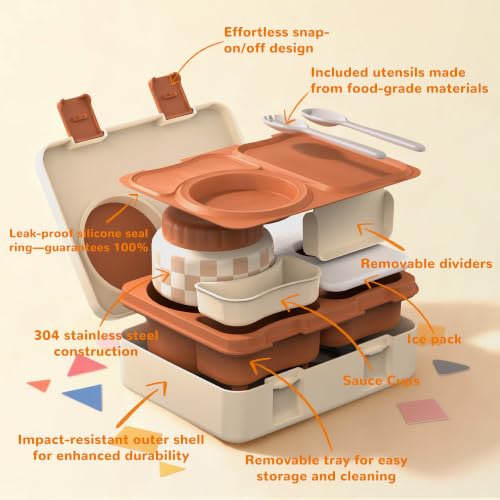 Image of Bento Box for Kids, Leakproof Kids Lunch Box with 8.5OZ Thermo Food Jar & Lunch Bag, 3-4 Compartments Toddler Insulated Lunch Box for Girls, BPA Free Lunch Containers for School Daycare