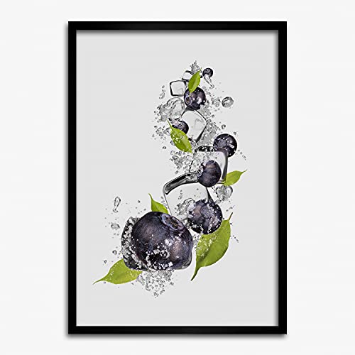 Cadre en bois Tulup 50x70 cm avec tableau decoratif haut de gamme de myrtilles