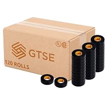 GTSE Black Electrical Tape, 120 Rolls Bulk Box Waterproof, Industrial Grade Vinyl, 3/4 in x 66ft Strong Self-Adhesive PVC Electric Tape for Wire Insulation, 7 Mil, 600V UL/CSA Listed
