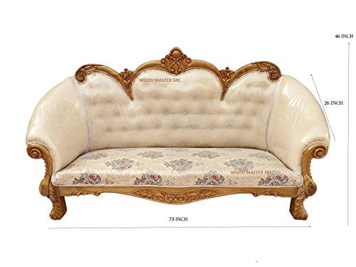 Image of Luxury Wooden Teakwwood Five Seater Sofa Set for Living Room (Honey Brown) Solid Wood Outdoor Chair 5 Seater Sofa | (11)