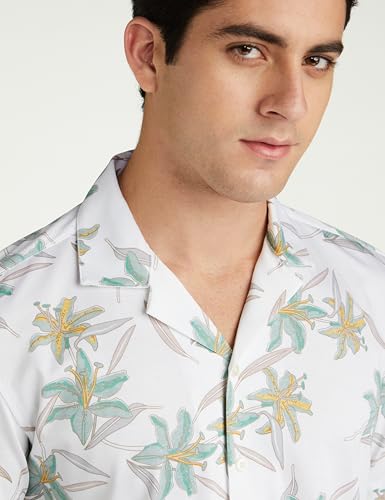 Image of Van Heusen Men's Cotton Slim Fit Print Half Sleeves Casual Resort Collar Shirt