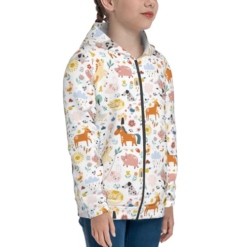 Cute Farm Animals Kid Hoodies Boys Zip Up Sweatshirts Girls Pullover with Pocket4