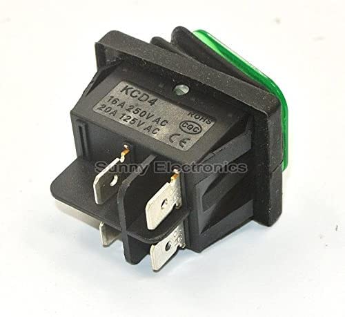 1 interruttore a bilanciere Rleil Rl2 (P) impermeabile IP65 on/off, per barca, auto, resistente, colore verde