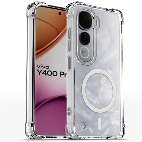 Image of Pikkme Back Cover for Vivo Y400 Pro 5G Mag-Safe Shockproof PC + TPU Protective Case Magnetic Support Bumper Case (Transparent Mag-Safe)
