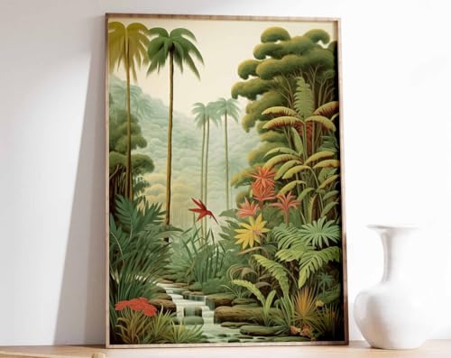 Affiche Henri Rousseau fleurs tropicales pour creer une ambiance jungle vintage dans votre bureau